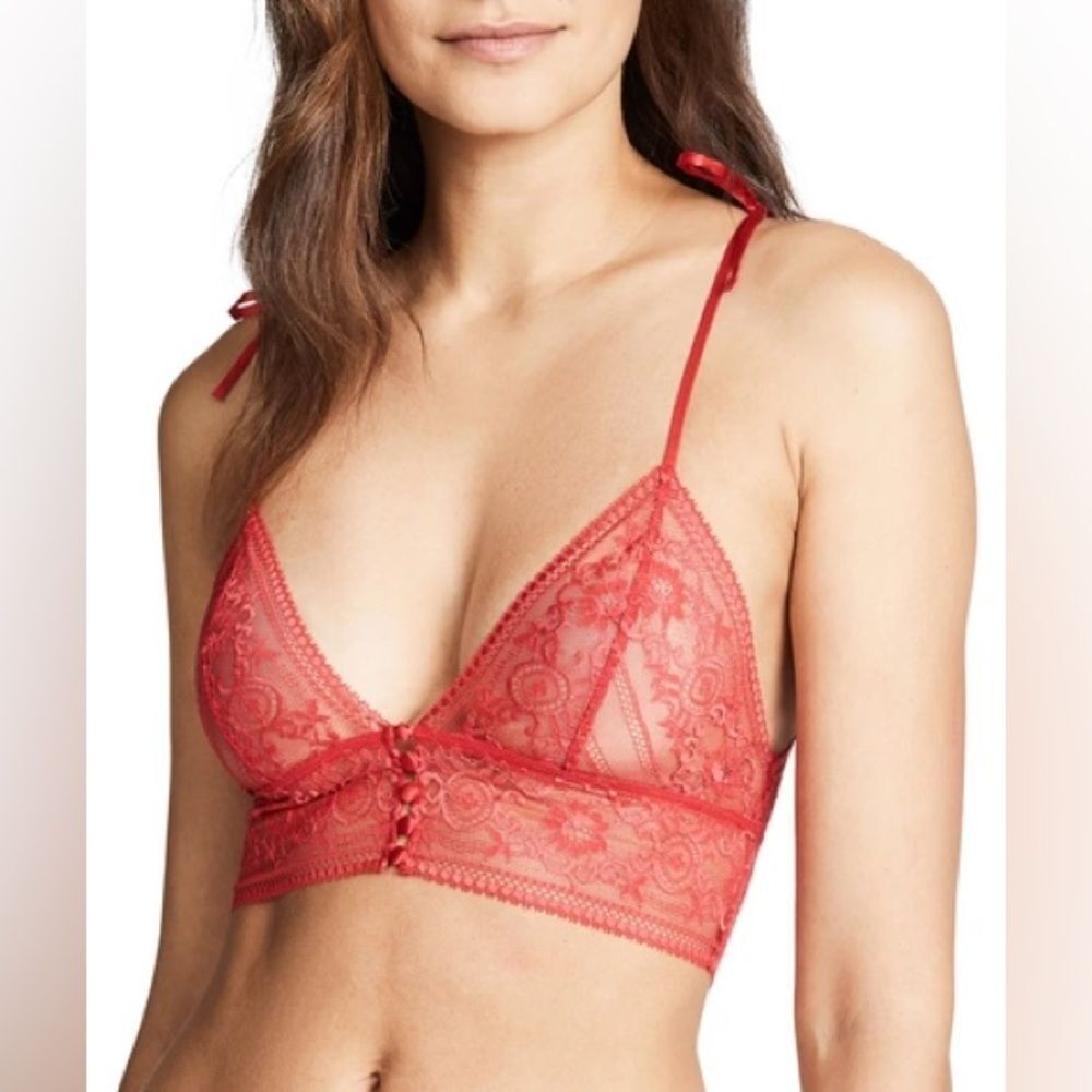 Stella McCartney $160 Ophelia Whistling Soft Cup Longline Bra, New Poppy, Sz S